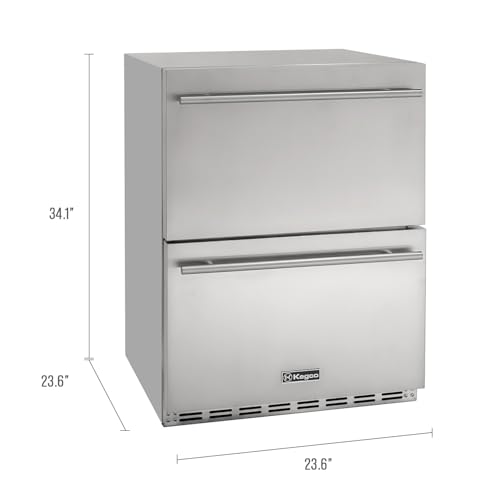 Image of Kegco Built-In Stainless Steel Commercial Two-Drawer Outdoor Refrigerator HK-24D-SS