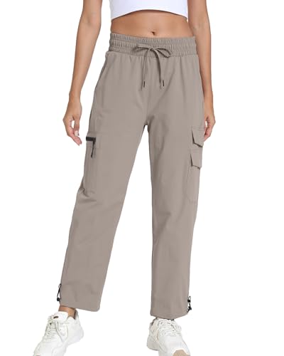 Image of Women's Joggers with Pockets, Hiking Cargo Water Resistant Lightweight Pants for Women Workout Athletic Travel Camping