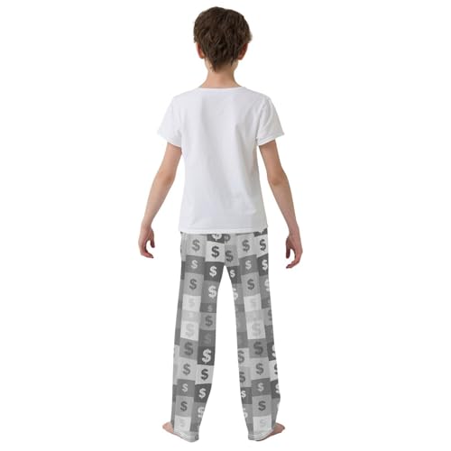 Boys' Pants Money Currency Symbols Grey Long Bottoms Jogger Pants Elastic Waist Trousers with Pockets S-XL3