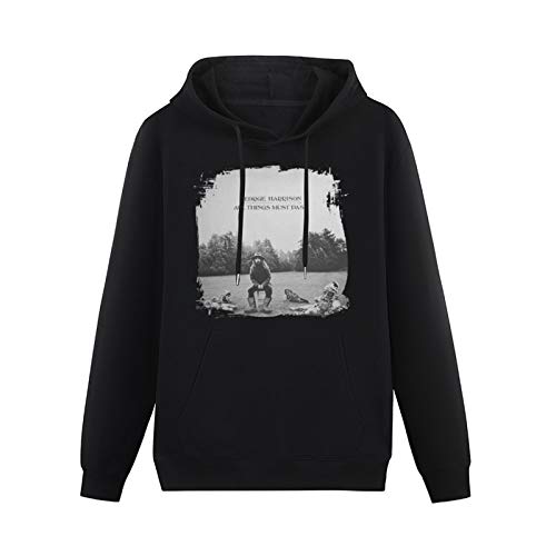 LoveVow Long Sleeve Hooded Sweatshirt All Things Must Pass Cotton Blend Hoody Black M