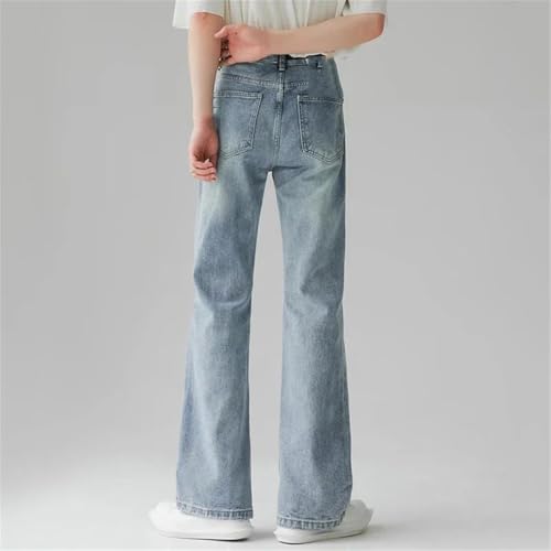 Men's Mid-Rise Harajuku Jeans Blue Y2K Loose Jeans Street Hip-Hop Slightly Flared Pants2