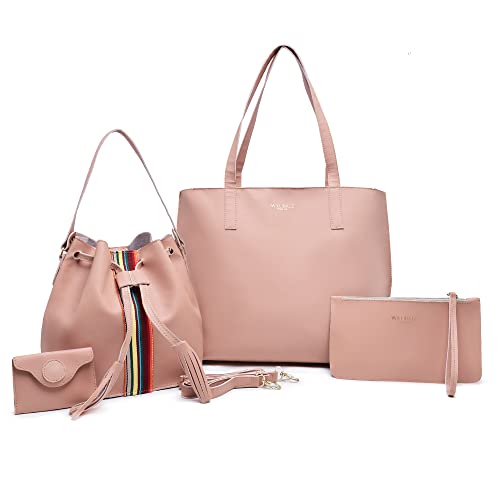 Kit Bolsa sacola feminina grande com nécessaire + Bolsa saquinho transversal com porta moeda (Nude)