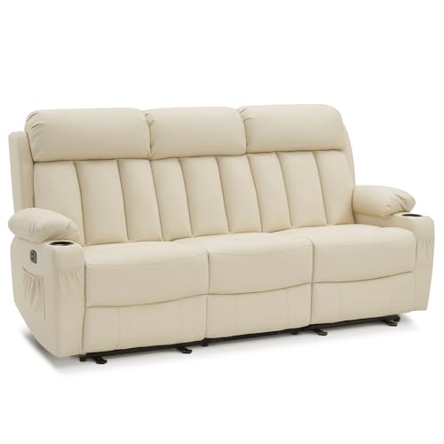 MCombo Power Reclining Sofa with Heat and Vibration,USB Ports, Cup