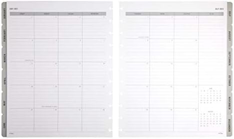 TUL Discbound Monthly Planner Refill with 12 Tab Dividers, Letter Size, Gray, January to December 2021