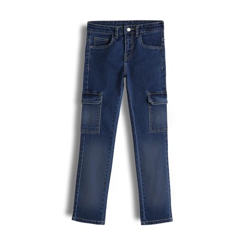 Image of Urbano Juniors Boy's Slim Fit Washed Denim Cargo Jeans with 6 Pockets Stretchable