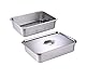 GRFELI Edelstahl-Behälter-Set, Mit Deckeln,Für den Gefrierschrank Geeignet Backöfen, Herdplatten, Geschirrspülmaschinen(36×27×10cm 7ltr