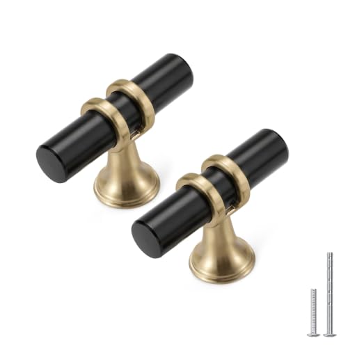Rergy 10 Pack Black and Champagne Bronze Cabinet Knobs Kitchen Knobs