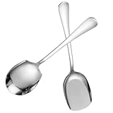 POPETPOP Servierlöffel aus Edelstahl Großer Suppenlöffel mit Langem Griff Poliert Glatte Kanten Servierbesteck für Buffet und Küche