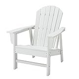 VOQNIS Plastic Adirondack Chairs, HDPE Porch Chairs for fire pits, Gardens, Decks, Seaside, Weather Resistant, Waterproof (White)