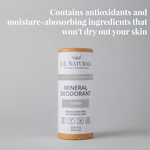 J&L Naturals Mineral Deodorant | Baking Soda-Free, 100% Natural, Sustainable Skin Care | Sensitive Deodorant For Women & Men | Aluminum Free, Vegan, Cruelty-Free (Naked, 3 Oz (Pack Of 1)) #TOP3