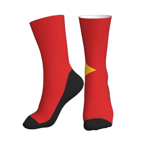 hhbiuuo Chaussettes fantaisie pour homme/femme Motif drapeau du Timor oriental Chaussettes athlétiques respirantes évacuant l'humidité pour la course à pied