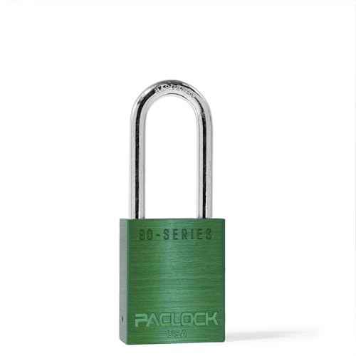 Image of PACLOCK's SR-90A Padlock, 2 inch Tall Hardened Steel Shackle, High Performance 6-Pin Cylinder, Keyed Differently w / 2 Keys, Green