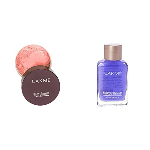 Image of LAKME Rose Natural Face Powder for Oily Face, Warm Pink, 40 Gm And Nail Color Remover, 27Ml