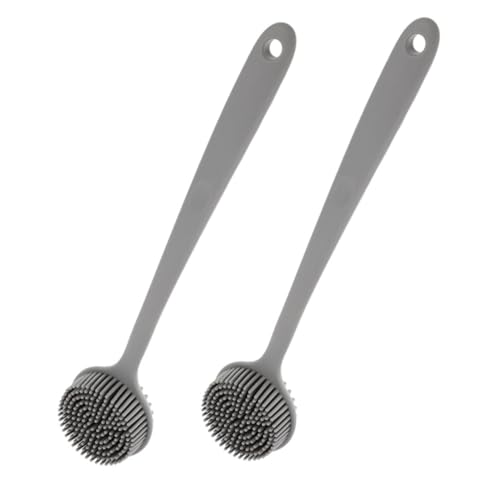 VALICLUD 2 Piezas Cepillo De Baño De Silicona Chica Limpia Estética Esponja De Ducha Lavadora Trasera Depurador Esponja Vegetal Para Hombre Guante Exfoliante Lufa Gel De Sílice Gris