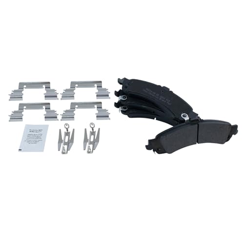 Image of TRQ Performance Rear Performance Brake Pad & Rotor Kit Semi-Metallic Premium G-Coated Compatible with Cadillac Chevrolet GMC