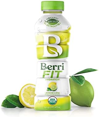 Berri Fit Lemon-Lime Organic Sports Drink Alternative with Natural Plant-Based Electrolytes, Low-Calorie Fitness Beverage, Non-GMO, Paleo Friendly, 16oz (Pack of 12)