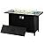 JAMFLY Outdoor Propane Fire Pit Table 45 Inch with Lid, 50,000 BTU Gas Fire Pits for Outside Patio with Glass Wind Guard,Clear Blue Glass Rocks,Waterproof Cover, Gray