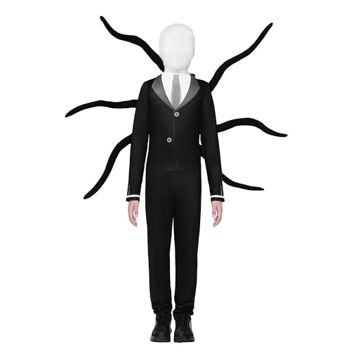 Funnlot Scary Halloween Costumes for Kids Scary Slenderman Halloween Costumes for Girls Boys Cosplay Costume L Black