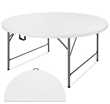 JALANCY 5 FT Round Folding Tables with Carrying Handle 60 inch Heavy Duty Portable Plastic Commercial Table Steel Legs for Party, Dining, Wedding, Events, Picnic Indoor, Outdoor (White,1 Pack)