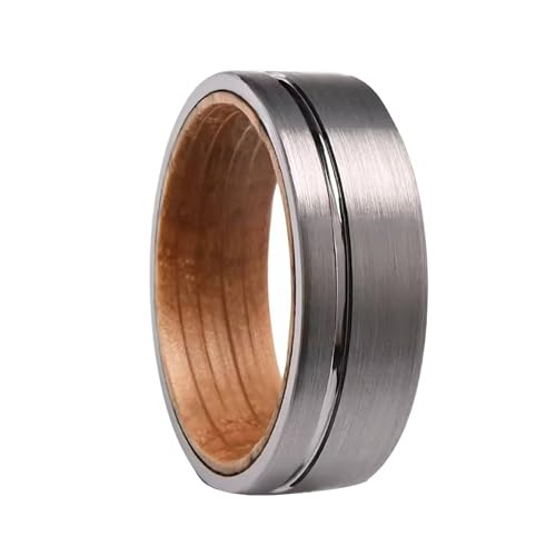 Bague de mariage carbure de tungstène 8mm : alliance bois pour homme et femme tendance
