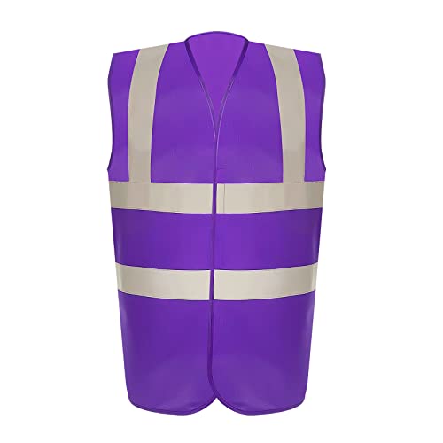 ZUJA Reflective Safety Vest Neon Vest with 2 Inch Reflective Strips ANSI Class 2 High Visibility Vest Construction Vest for Women & Men (Purple, S)