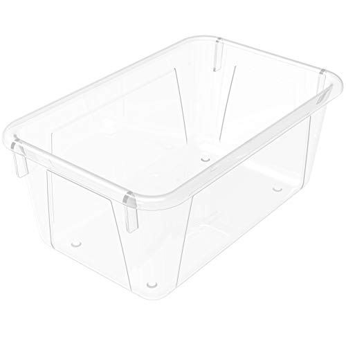 Image of Storex Small Cubby Bins - Plastic Storage Containers for Classroom, 12.2 x 7.8 x 5.1 inches, Clear, 5-Pack (62464A05C)