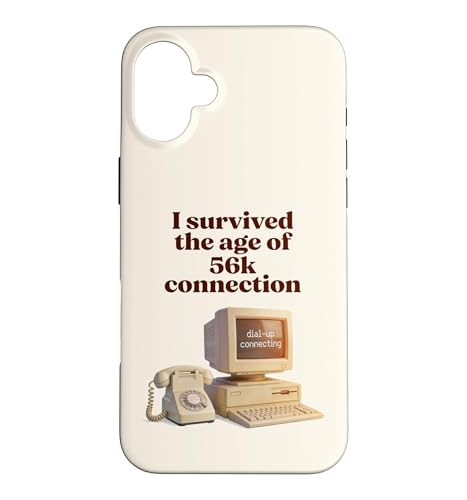 I Survived The Age of 56k Connection: Funny Dial-Up PC Humor �X�}�z�P�[�X iPhone 16 Plus �p