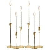 2 Sets 6 Pcs(Including Taper Candles) Rose Gold Metal Taper Candle Holders Candlestick Holders, Vintage Modern Decorative Centerpiece Candlestick Holders for Table Mantel Wedding Housewarming Gift