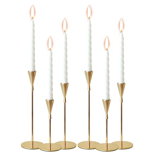 2 Sets 6 Pcs(Including Taper Candles) Rose Gold Metal Taper