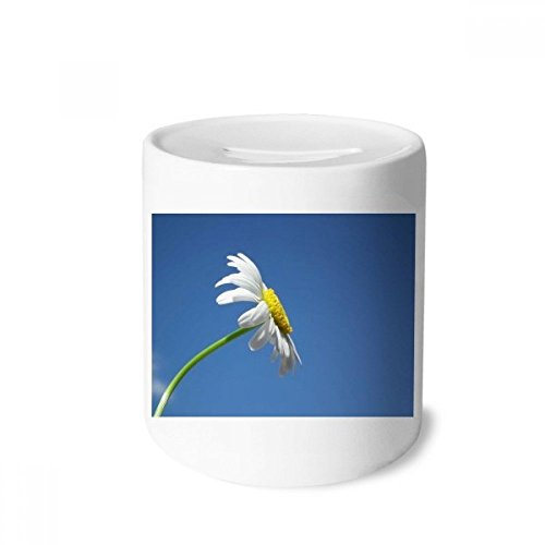 Tirelire céramique enfants adultes tournesol bleu ciel hauteur 9 cm