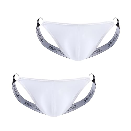 JOCKMAIL 2 Pack Men’s Jockstrap Breathable Jock Straps for Men Low Rise Athletic Supporters for Clubwear & Everyday Comfort (US, Alpha, Medium, Regular, Regular, WHITE+WHITE)