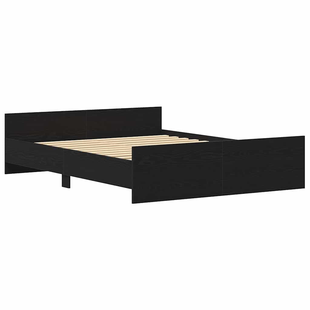 Estructura de Cama sin colchón 150x200 cm Roble Negro con cabecero y Estribo, Soporte para colchón, Base de Madera de ingeniería, Ideal para dormitorios Juveniles y Adultos