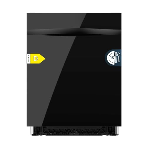 Cecotec Lavastoviglie Integrata 60cm Bolero Aguazero 6320 Full-BI Black Glass D. 1900W, 15 Coperti, 8 Programmi, Display FullColor, Smart Wash, Turbo Dry+, AutoClean, Dual Zone Wash