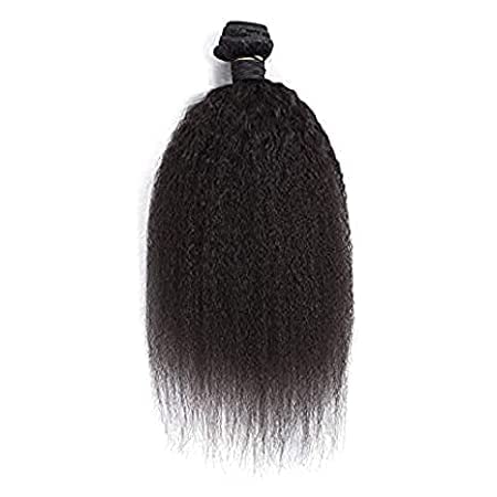 Kinky Straight Hair Extensions Coarse Yaki Straight Hair Bundles Brazilian 8A Virgin Human Hair Weave Natural Black Weaving 100G/Piece 10-24inch (16Inch/40cm)