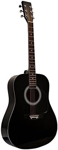 41" Inch Full Size Black Handcrafted Steel String Dreadnought Acoustic Guitar with Free Lessons + Blue Medium Guitar Pick (PRO-1 Series)