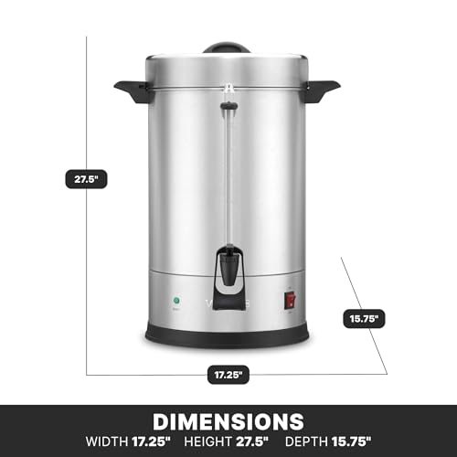 Image of Waring Coffee Urn with 110 Cup Capacity Stainless Steel Electric Percolator | 110 Cup Capacity Stainless Steel Electric Percolator, Dual Heater System for Commercial Kitchens & Catering, NSF Certified