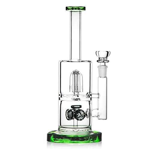 REANICE Blue Glass Bong Straight Water Percolator 14.5 mm Bubblers High 22.5 cm Thick Bongs