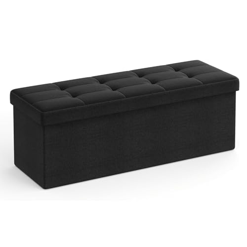 Coffre de rangement grande capacité 300 kg et repose-pieds rembourré pour salon