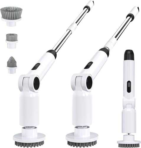 Luctry Brosse Nettoyage Electrique, Salle de Bain, Manche Réglable, Blanche