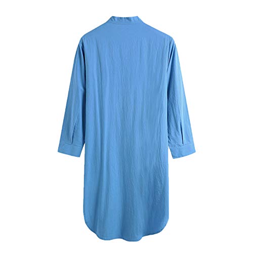Men’s Henley Neck Long Sleeve Nightshirt Sleep Shirt Comfy Nightgown Loose Fit Comfort Pajamas Lounge Sleepwear3