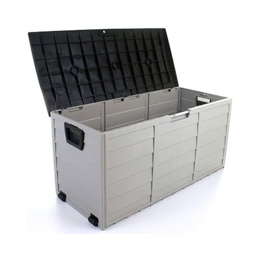 RWKLHV 物置 屋外 プーリーデザイン ベランダ収納 屋外収納ボックス 環境に優しい素材 倉庫 小型 鍵穴デザイン 大型 収納ボックス 高温に耐える ベランダ 収納 マルチシーン対応(ブラック)