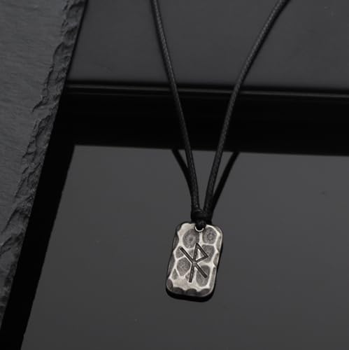 Image of Ankiyabe Stainless Steel Norse Viking Rune Pendant with Adjustable Braided Rope Good Luck /Love /Strenght /Health Viking Symbol Necklace for Men Women