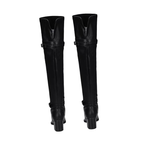minkissy Botas Largas de Mujer con Tacón Grueso Diseño Antideslizante y Transpirable Botas Altas Rodilla para Otoño Invierno Negro Talla