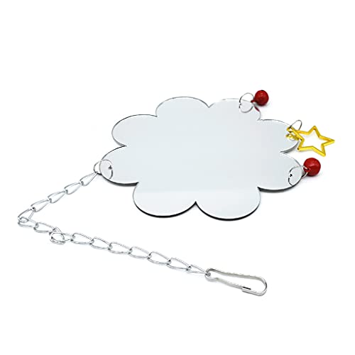 YO-HAPPY Chicken Toys for Hens with Mirrors Chicken Swing Mirror Toy with Bell Star for Chicks Roosters Large One Side Mirror