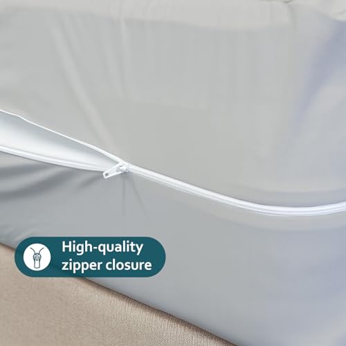 Image of Zipper Closure Style Mattress Protector Single Size 100% Waterproof Six-Sided Mattress Encasement for Bed 36x72 Inch Fit On 6 Inch 3X6 Feet Silver