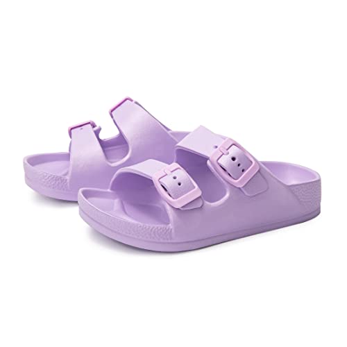 Image of FUNKYMONKEY Kids EVA Slides Waterproof Slip-on Pool Sandals for Boys Girls | Lightweight Plastic Sandals with Adjustable Double Buckle, Boys Girls Comfortable Non-slip Summer Shoes for Beach, Daily Wear