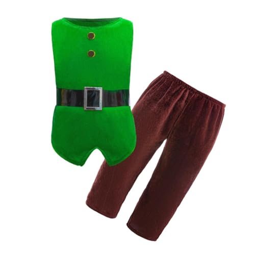 Disfraz Completo Enano Verde Rojo para Niños 4-10 años miniatura 3