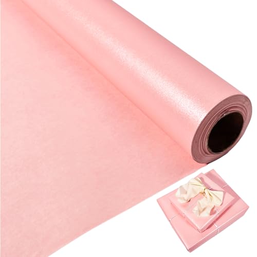 Pink Wrapping Paper Roll 43cm x 10m Pearly-Lustre Gift Wrap Paper Dual-Sided Wrapping Paper for Birthday Party Wedding Baby Shower Christmas Valentines Day