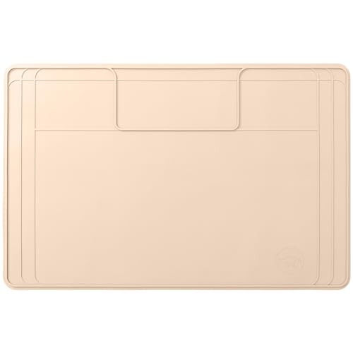 Image of The Original Under Sink Mat - Silicone Waterproof mat, Trimmable, Easy to Clean, Kitchen cabinet liner, Under sink protector mats, Drip Tray with Lip (Beige, 31 inch x 22 inch) or smaller