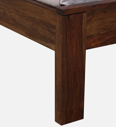 Image of Wood Queen Bed Without Storage for Bedroom Home Solid Wood Without Storage Queen Palang Cot for Hotels (Queen Size, Walnut Finish, 1 Piece)